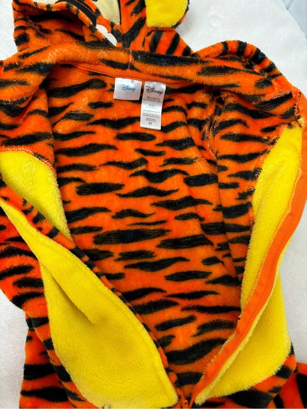 Disney Winnie the Pooh Tigger Fleece Zip Up Cosplay Coverall Tail Size 5 - Picture 11 of 14